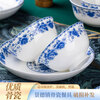 LZJV Jingdezhen oil-free ceramic tableware, high-value Chinese-style high-temperature blue and white porcelain household bone china noodle bowl and plate set 4.5-inch rice bowl 10 pieces