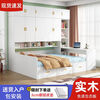 Quanyou Furniture solid wood wardrobe bed integrated tatami small apartment simple modern children's bed multiple styles light walnut bed + wardrobe + top cabinet + desk + mattress upgraded solid wood 1m 8X2m