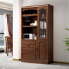 Wen Yijia customized Chinese solid wood sideboard and wine cabinet integrated living room wall tea cabinet storage cabinet kitchen cupboard dining room 1.0 meters two doors (walnut color)