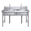 Ye Yu household stainless steel sink single double three slots with bracket kitchen sink wash basin wash basin sink commercial length 120 width 60 height 80 double pool 1.0 thick