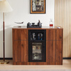Chinese solid wood tea bar machine refrigerator integrated multi-function 2025 new home office tea cabinet sideboard dark brown hot and cold three-door refrigeration