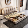 Tangjiang Youth Bed Italian light luxury Napa leather double bed 1.8*2.0m master bedroom wedding bed modern storage simple wedding bed leather bed + cashmere latex spring mattress 2000*2200mm frame structure