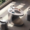 Hallodon balcony tea table tea table kettle integrated table slate tea table movable light luxury tea table tea table and chair combination multi-functional slate small tea table single table + 2 chairs