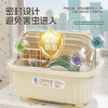 Liangbao bowl rack drain cupboard with cover for dishes, dishes, cutlery box, bowl box, home kitchen dishware rack, bowl and basin, main picture, large flip cover, about 6-10 people, milky white