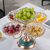 Flower Language Four Seasons European Crystal Glass Multi-layer Rotating Fruit Plate Modern Home Living Room Coffee Table Luxurious Snack Candy Plate Ornaments Five-Connect Plate Ceramic Base Rotatable