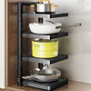 Multi-layer home kitchen kitchen shelf multi-layer household multi-functional cabinet under sink pot stove layered pot rack storage adjustable gun gray layer distance can be adjusted 3 layers