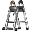 BAFEN Telescopic Ladder Multifunctional Herringbone Ladder Foldable Engineering Thickened Liftable Portable Stainless Steel Home Straight Ladder Multifunctional 2.5 = Straight Ladder 5.0 Meters Stainless Steel *1
