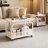 Longyueli sofa side table and side cabinet movable coffee table light luxury and high-end living room trolley bedside shelf side tea table apricot shelf bright snow mountain white slate 80*40*60
