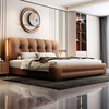 Tangjiang Youth Bed Italian light luxury Napa leather double bed 1.8*2.0m master bedroom wedding bed modern storage simple wedding bed leather bed + cashmere latex spring mattress 2000*2200mm frame structure
