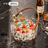 Magic Bean Shenghuo Light Luxurious Engraved Ice Bucket Portable Thickened Imitation Glass KTV Champagne Beer Internet Celebrity Bar Supplies Chilled Ice Bucket Medium Transparent White