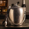 Feng Ni Ice Bucket Stainless Steel Champagne Bucket Red Wine Chilled Beer Ice Cube Bucket KTV Bar Insulated Ice Wine Bucket Ice Cube Bucket 2L Bright Binaural Ice Bucket with Ice Clamp Set