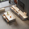 Huixun slate coffee table living room light luxury high-end mobile solid wood coffee table small apartment simple home TV cabinet combination 120*60 snow mountain white slate solid wood gray cabinet