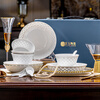 Rich Jade Ceramics Jingdezhen tableware complete set of underglaze colored exquisite porcelain bowls high-end household pure white dishes set Xingyao 16 pieces