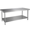 Thickened stainless steel workbench, kitchen workbench, multifunctional vegetable cutting table, commercial customizable loading table, packing table, double layer (without density board), length 100*width 70*height 80cm