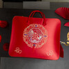 Miaopule high-end wedding four-piece set of packaging bags, wedding dowry, red wedding quilt, cotton quilt storage bag, Dragon and Phoenix Chengxiang (double handles, hand embroidery), extra large size 60*50*35 (8-12 catties quilt)
