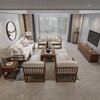 Jigi Song Dynasty aesthetic all solid wood sofa living room lobby villa Zen light luxury new Chinese style modular furniture whole house set single seat*2+double seat+three person seat+coffee table