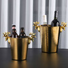 VOZVO European-style antler champagne bucket home wine ice bucket commercial restaurant bar thickened metal ice bucket light luxury 2L gold scale striped style