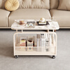 Longyueli sofa side table and side cabinet movable coffee table light luxury and high-end living room trolley bedside shelf side tea table apricot shelf bright snow mountain white slate 80*40*60