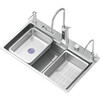TOTO5MM embossed SUS304 stainless steel primary color large single-slot household kitchen sink multi-functional under-counter dishwashing basin 68*46 simple configuration (no faucet)