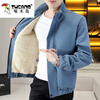 Woodpecker jacket men's autumn and winter 2025 velvet thickening trendy handsome casual versatile jacket tops young men's clothing K108/velvet/beige L