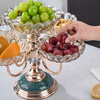 Flower Language Four Seasons European Crystal Glass Multi-layer Rotating Fruit Plate Modern Home Living Room Coffee Table Luxurious Snack Candy Plate Ornaments Five-Connect Plate Ceramic Base Rotatable