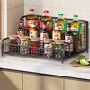All for the kitchen spice rack countertop multifunctional household spice rack salt seasoning box jar multi-layer storage shelf elegant black two-layer large size shipped in one