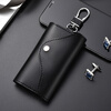 Dingtianliying genuine leather key bag large capacity clutch bag men's leather waist hanging key bag women's multi-functional key chain hanging buckle version - black