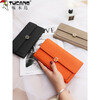 Woodpecker (TUCANO) new 2025 niche design genuine leather long wallet women's fashion clutch large capacity wallet for mobile phone orange (first layer of cowhide inside and outside)