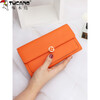 Woodpecker (TUCANO) new 2025 niche design genuine leather long wallet women's fashion clutch large capacity wallet for mobile phone orange (first layer of cowhide inside and outside)