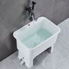 Mobile mop pool household balcony high-foot basin bathroom mop mop plastic drain sink ordinary model-white small size