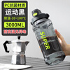 Shijiali Water Cup Men's Large Large Capacity 3000ml Water Bottle for Construction Sites High Temperature Resistant Ton Barrel Space Cup Water Bottle Summer Cool Black-Double Drink 3000ml