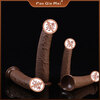 FAN QIE MEI liquid silicone eggless penis female simulation super soft black penis adult sex toys masturbator manual black coffee color S code