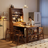 Winter wood solid wood sideboard and dining table integrated home small apartment wall-mounted living room storage cabinet retractable folding island dining table sideboard and dining table integrated-walnut color bull socket