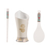Muzhichu Jingdezhen national style enamel color ceramic chopsticks, mildew-proof and high temperature sterilizable rice spoons, chopstick barrels, easy to wash tableware set, 10 pairs of enamel color ceramic chopsticks