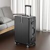 Pull-back suitcase, thickened aluminum frame, durable suitcase, universal wheels, boardable suitcase, large-capacity password box, retro scratch-resistant aluminum frame - noble black 24 inches (medium and long-distance travel)