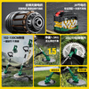 Golundado German electric lawn mower rechargeable household agricultural handheld lawn mower lithium battery lawn mower brush cutter weeder brushless model 1090G high-speed lawn mower 15 batteries*2+blade*2+dual engine charger