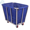 Diaohuang Linen Cart Hotel Dirty Linen Recycling Car Thickened Storage Cleaning Car Laundry Room Cart Stainless Steel Cart Bag Thickened Disassembly Conical Linen Cart (Blue) - Carpet Wheel