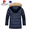 Pierre Cardin High-end Thickened Extreme Cold Goose Down Down Jacket Men's Mid-Length 2025 Winter New Fur Collar Warm Workwear Jacket Men Blue M 170