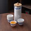Fantasy rice husk blue and white porcelain disposable kung fu tea cup thickened anti-scalding national style small tea cup tea set hospitality items 500 pieces blue and white free cup holder