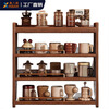 Xinbam cup holder solid wood dining table display rack multi-layer storage rack tea cup coffee cup water cup sideboard storage rack display rack extended version three-layer walnut color 50*15*40|Selected all rubber wood