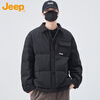 JEEP Jeep Down Jacket Men's Winter Short Lightweight Warm Jacket Men's Spliced Lapel Clothes Men's Black XL