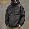 JEEP Jacket Men's Jacket Autumn and Winter Hooded Jacket Casual Fashion Tops Men's Black XL