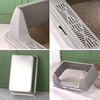 Achaiyomao stainless steel cat litter box with heightened enclosure and extra large open anti-splash cat litter box and cat toilet