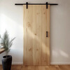 MEXUEER sliding barn door study bedroom kitchen hanging track door solid wood mid-century style sliding door cloakroom partition indoor door 80X200cm (+ track accessories)