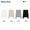 Henny Rue bottoming shirt for women with lace embroidery, autumn high-elastic ramie solid color versatile slim round neck long-sleeved T-shirt bright white M (recommended 80-105 pounds)