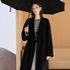 Tricolor 100 Sheep Wool 2025 Winter New Long Double-sided Wool Coat with Loose Lapel M Classic Black S 155/80A