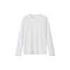 MUJI Women's Double Rib Woven Round Neck Long Sleeve T-Shirt White L