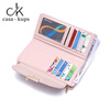 Casa-kupsCK small fresh printed long pink wallet for women 2025 new large capacity folding card bag women's clutch pink