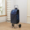 LNGA LANDGRE German imported high-quality stainless steel grocery cart small trolley household shopping cart artifact folding trolley convenient old PU bearing wheel brilliant blue bag 40*20*50cm