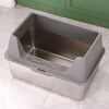 Achaiyomao stainless steel cat litter box with heightened enclosure and extra large open anti-splash cat litter box and cat toilet